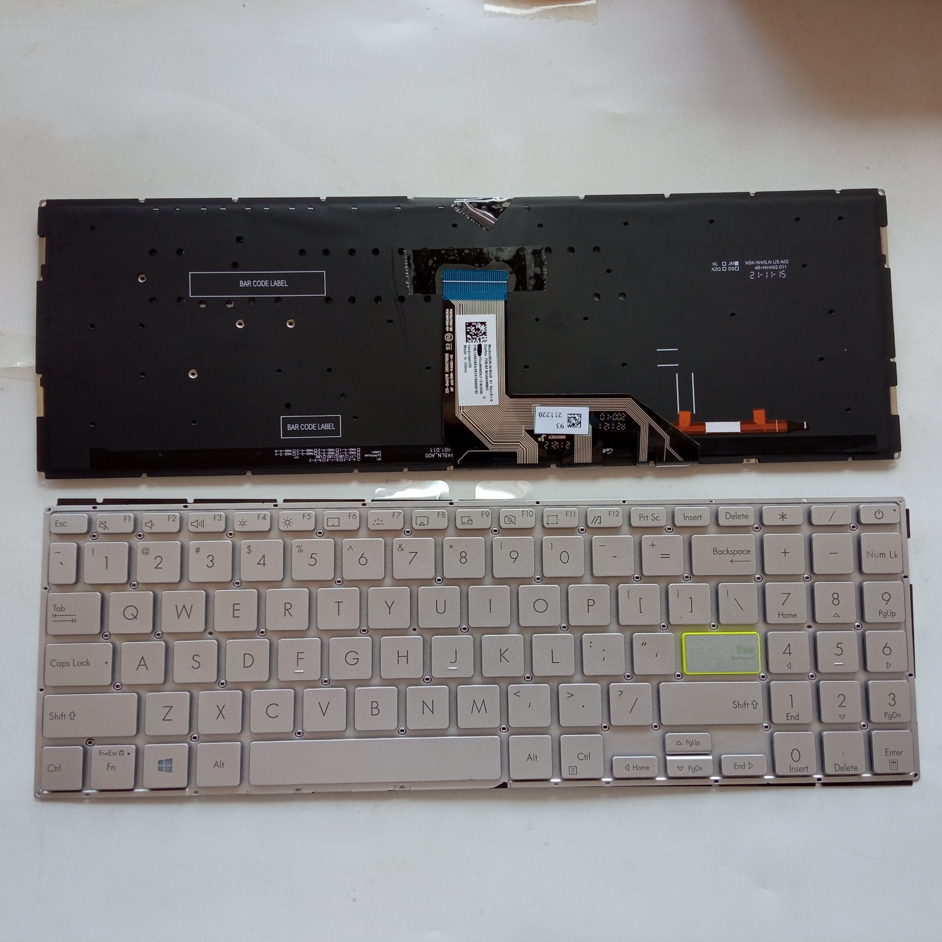 Picture of New Replacement Laptop Keyboard For ASUS X513 SILVER Backlit (OEM) US Layout
